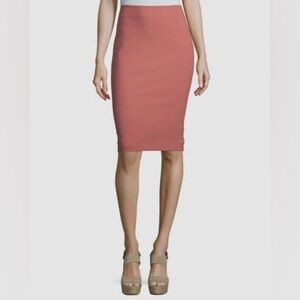 Elizabeth and James | Women’s coral peplum pencil skirt, back zip/slit, size 6
